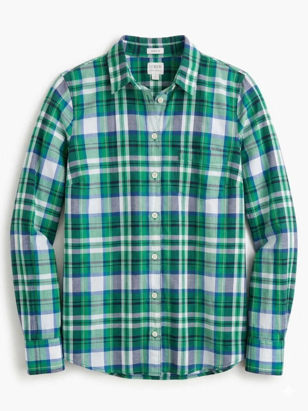 J.Crew Preppy Green Plaid Perfect Fit Button Down Size Small Grandmillennial